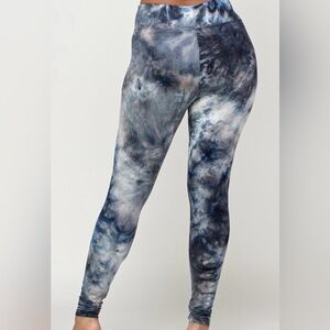 Blue Gray and White Slim Fit Leggings with Stretch